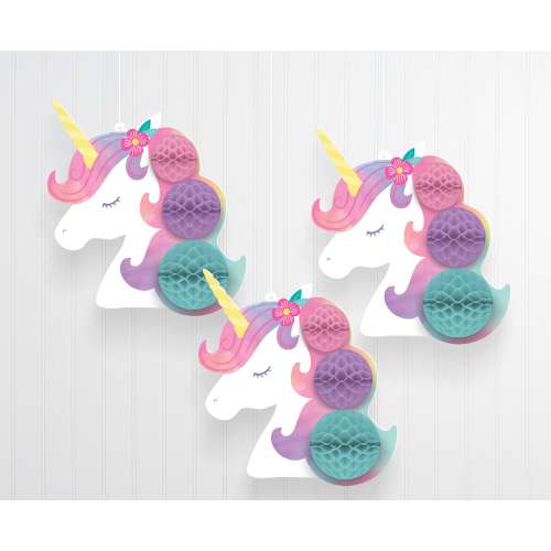 Enchanted Unicorn Hanging Honeycomb Decorations